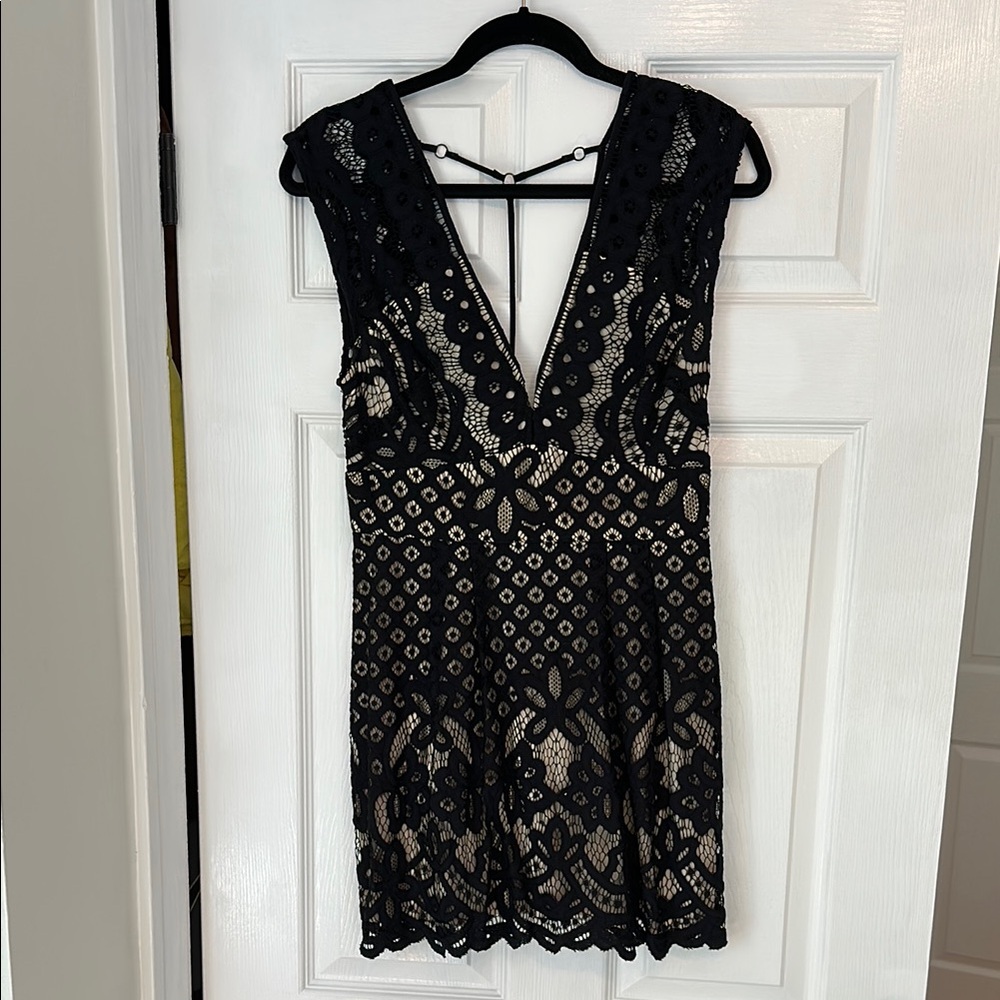 Free People Black Lace Mini Dress